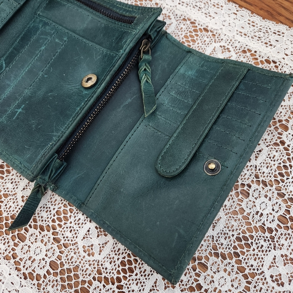 Distressed Embossed Leather Wallet - Picture 11 of 15
